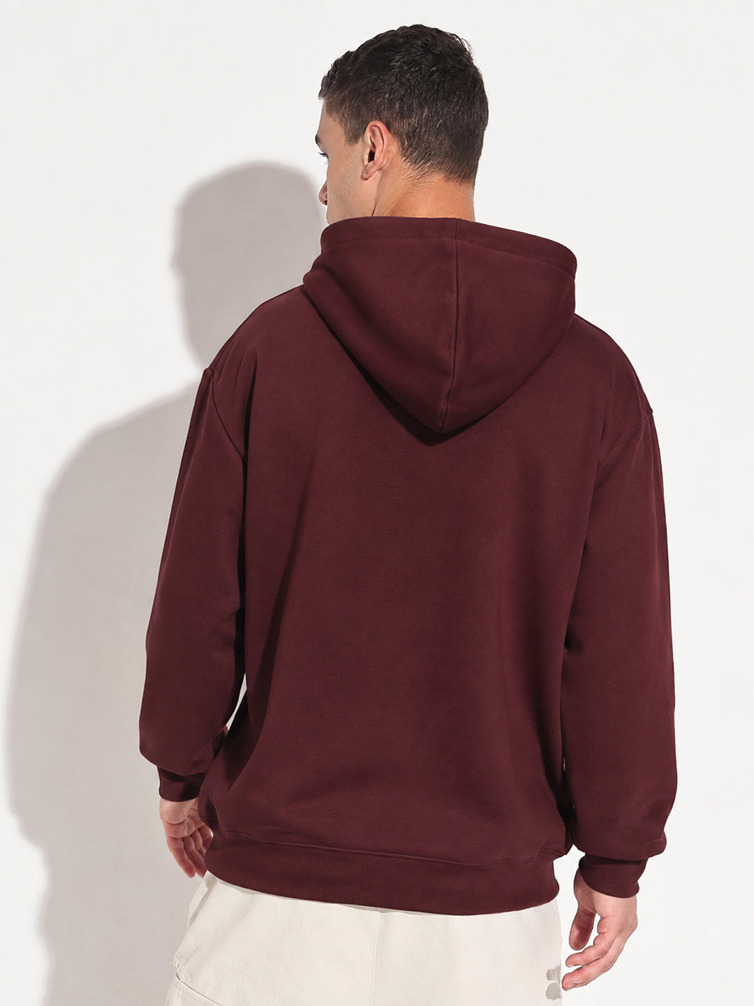 Men’s Maroon 360 GSM Hooded Zip-Up Sweatshirt with Drawstring and Pockets