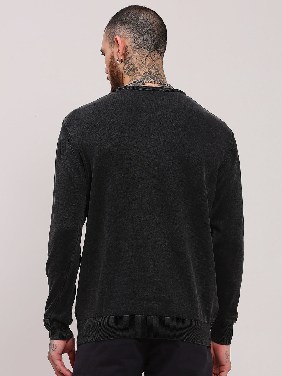 Men Grey Solid Sweater