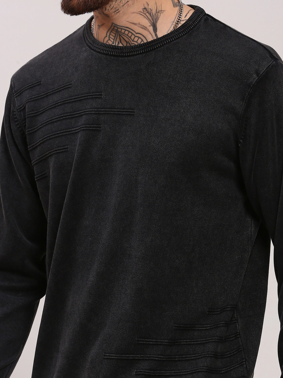 Men Grey Solid Sweater