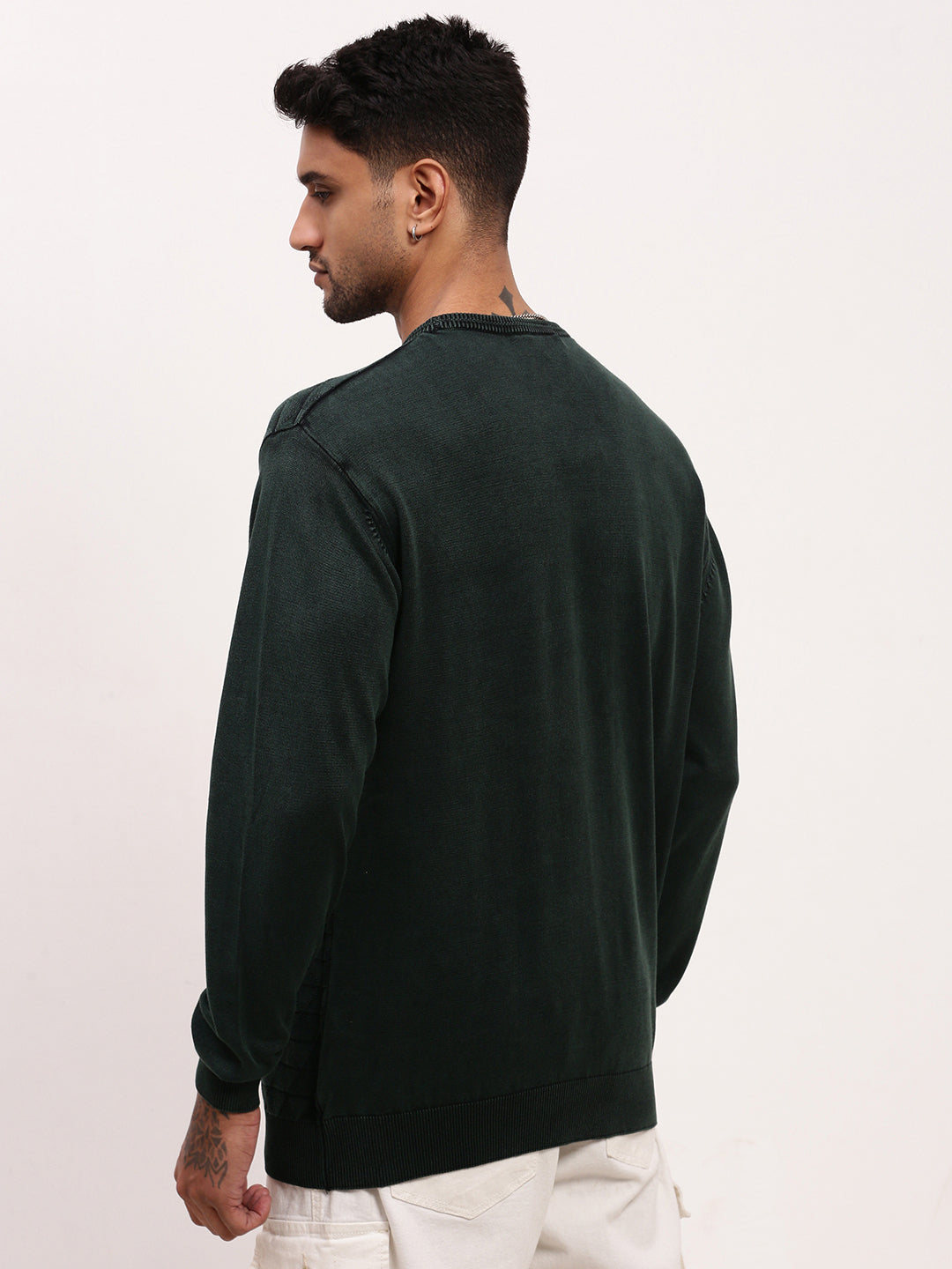 Men Green Solid Sweater