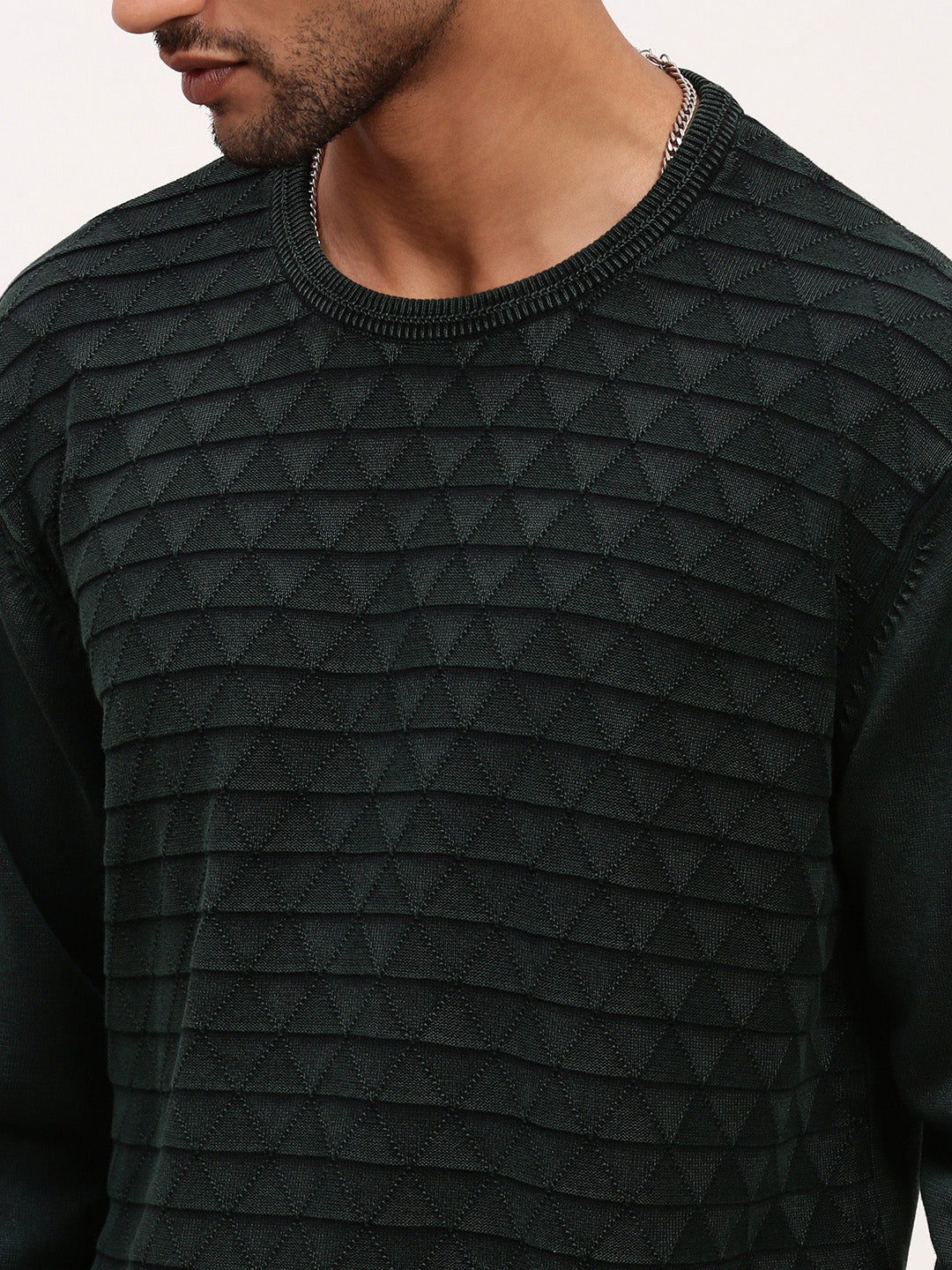 Men Green Solid Sweater