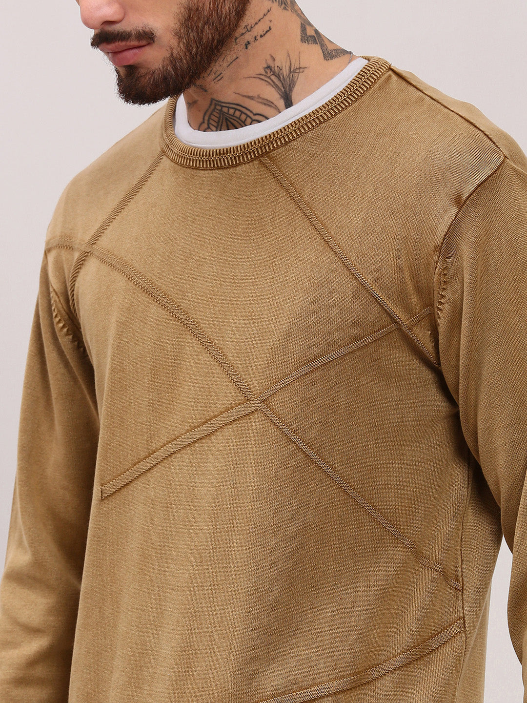 Men Brown Solid Sweater