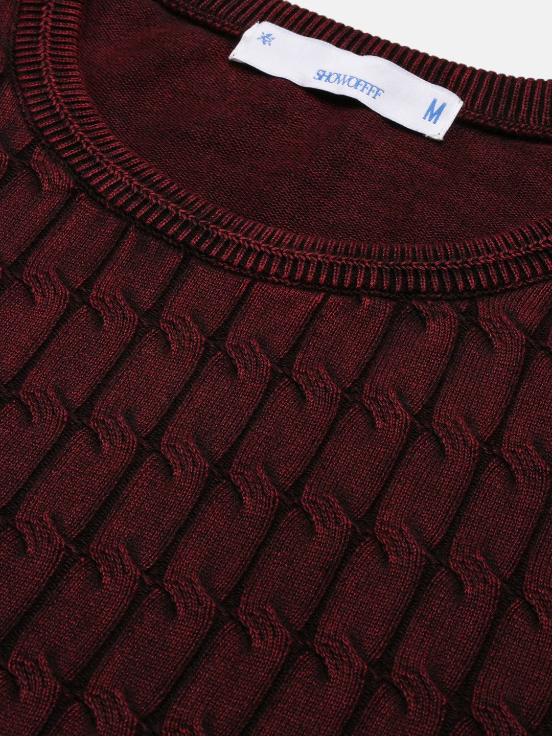 Men Maroon Solid Sweater