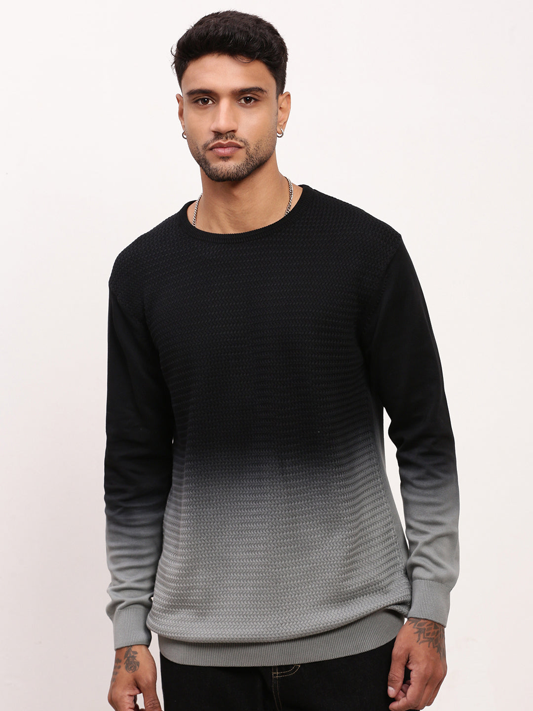 Men Black Ombre Sweater