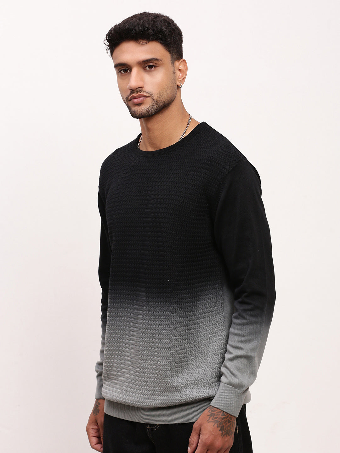 Men Black Ombre Sweater