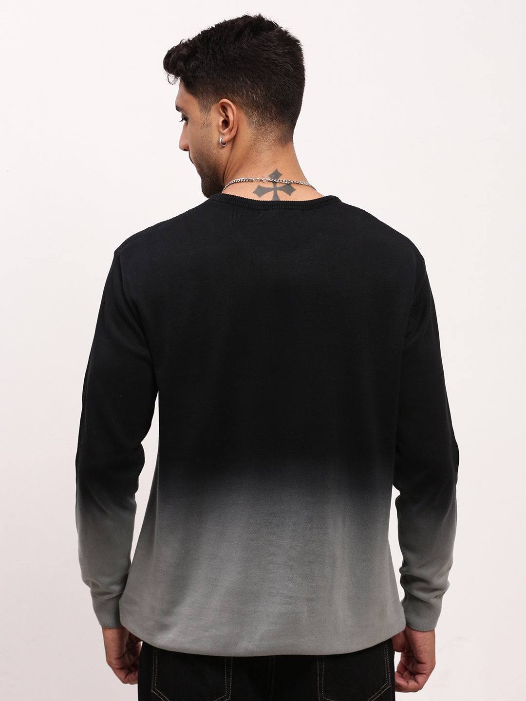 Men Black Ombre Sweater