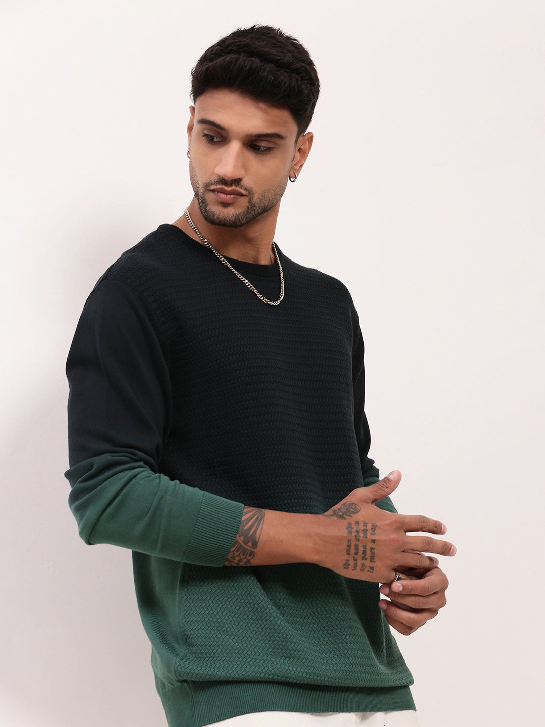 Men Green Ombre Sweater