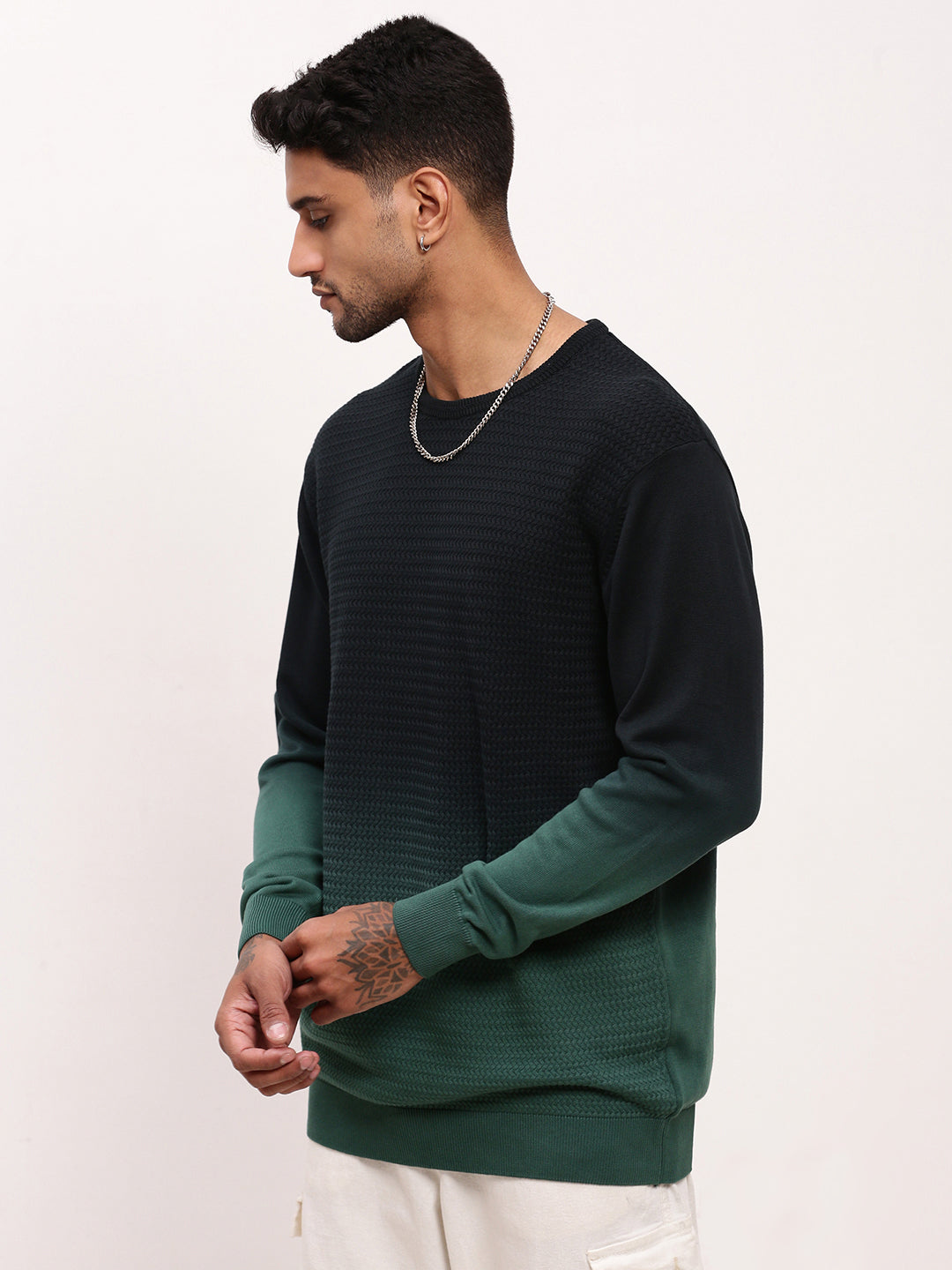 Men Green Ombre Sweater