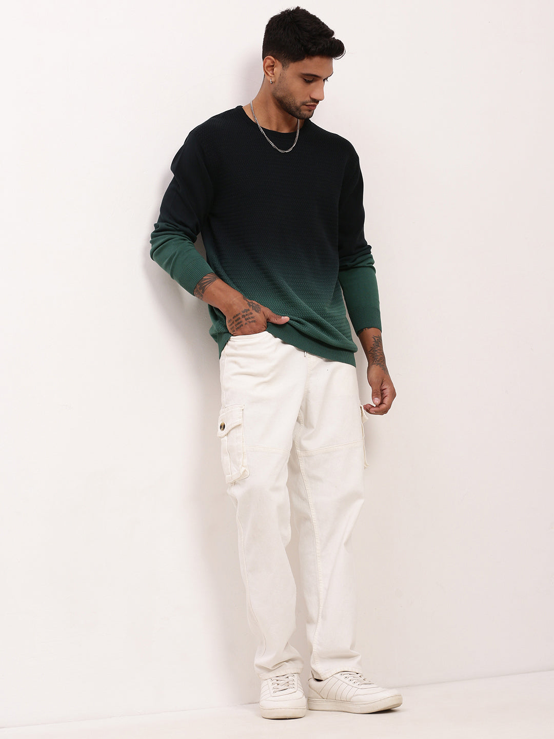 Men Green Ombre Sweater