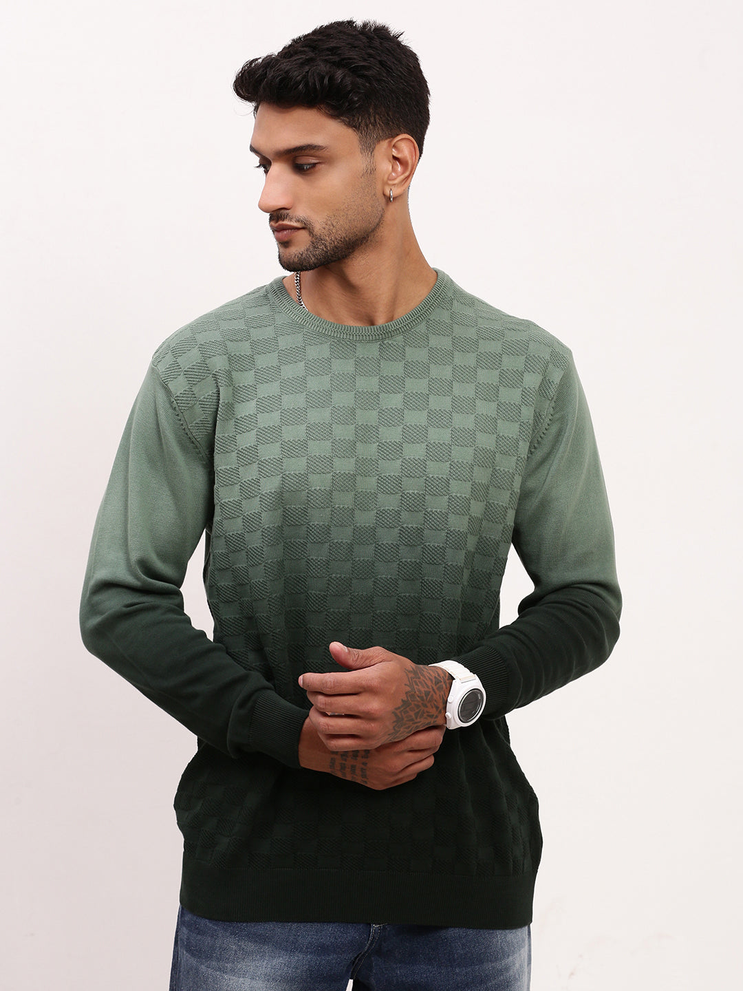 Men Green Ombre Sweater