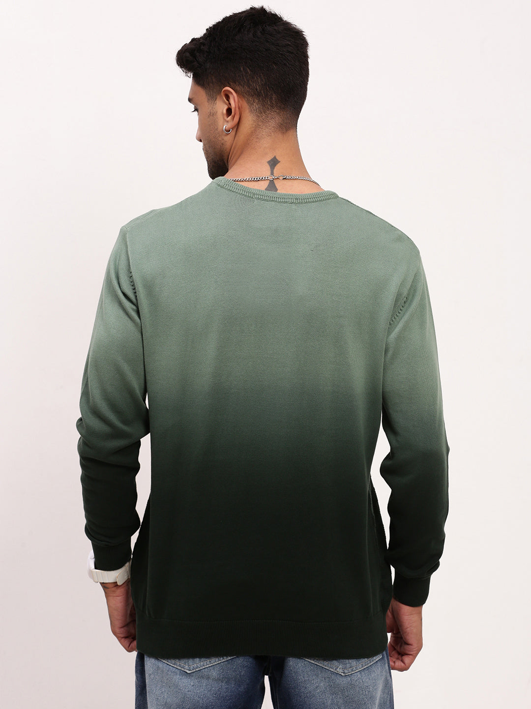 Men Green Ombre Sweater