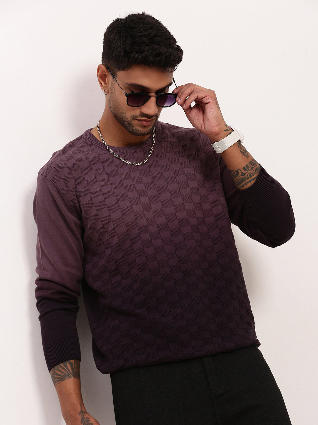 Men Purple Ombre Sweater