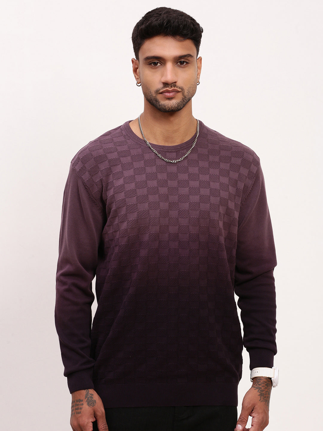 Men Purple Ombre Sweater