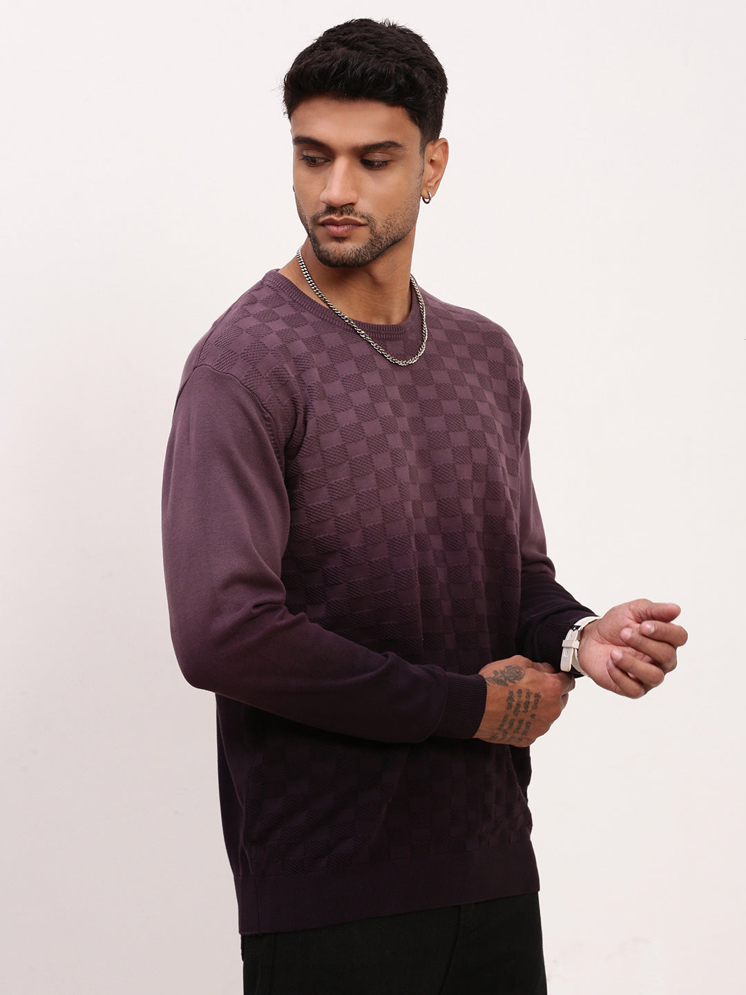 Men Purple Ombre Sweater