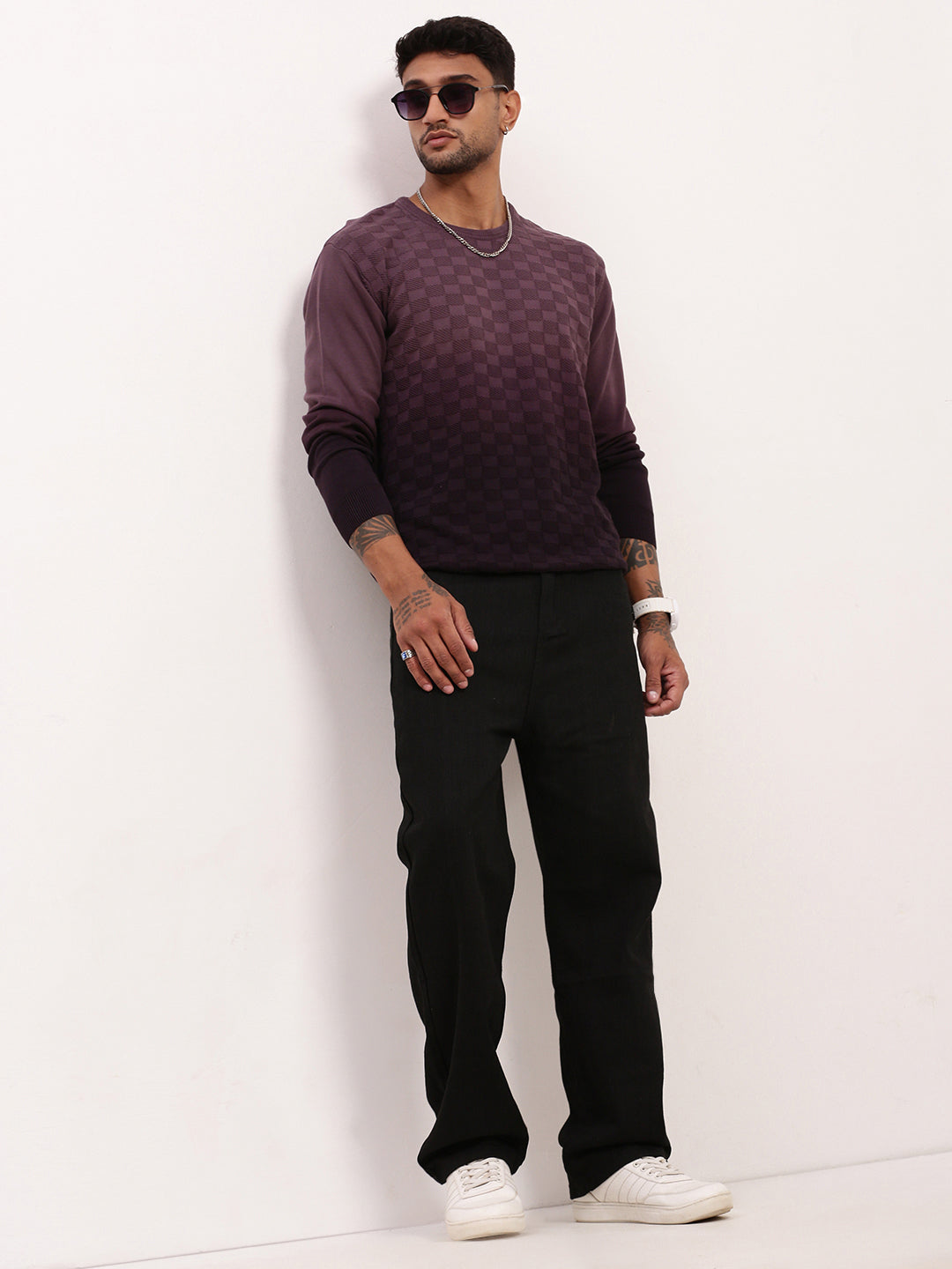 Men Purple Ombre Sweater