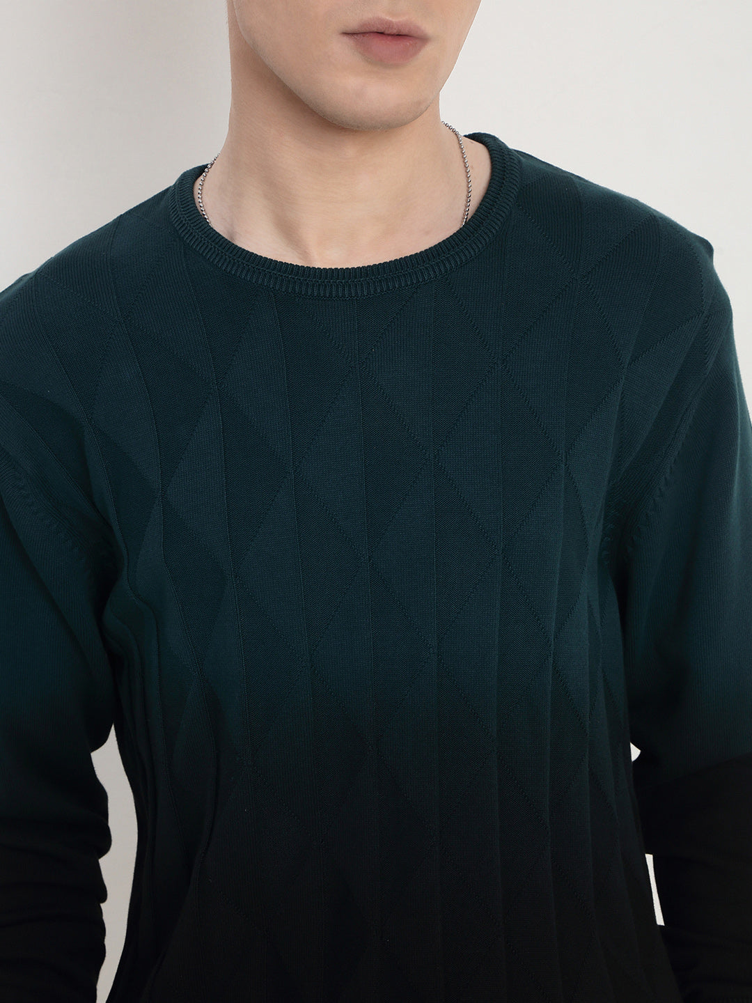 Men's Blue Ombre Textured Sweater