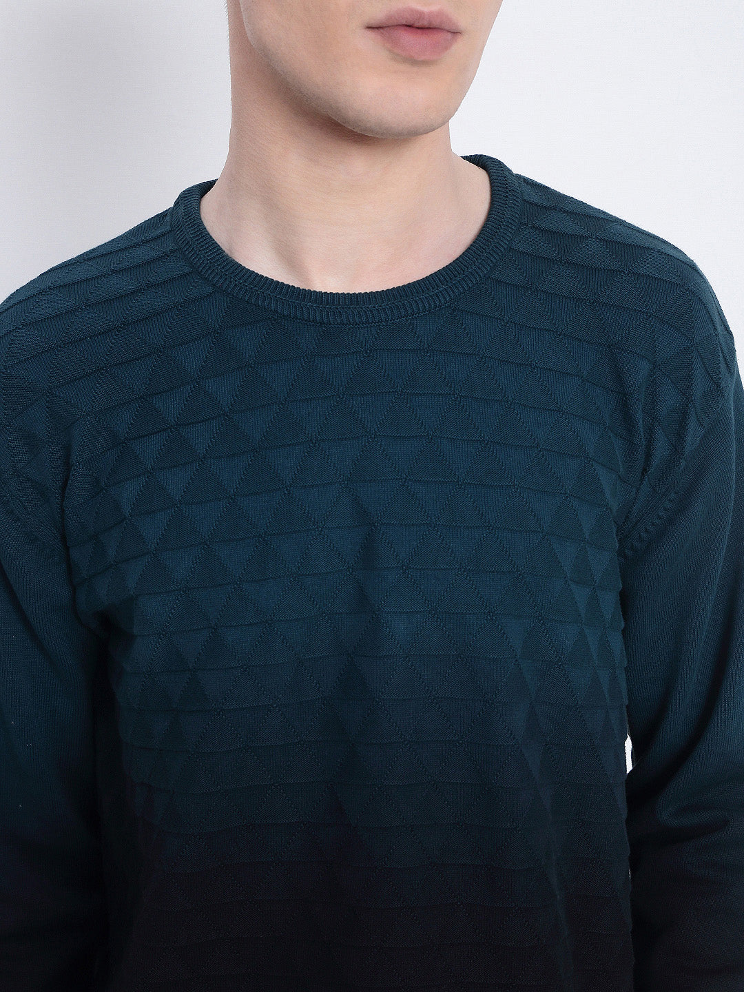 Men's Blue Ombre Textured Sweater