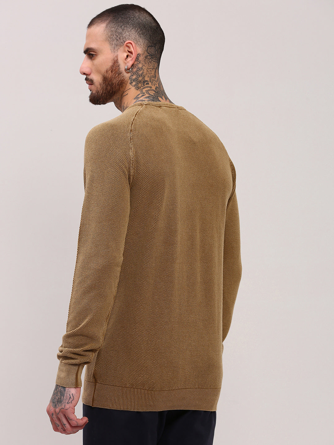 Men Brown Solid Sweater