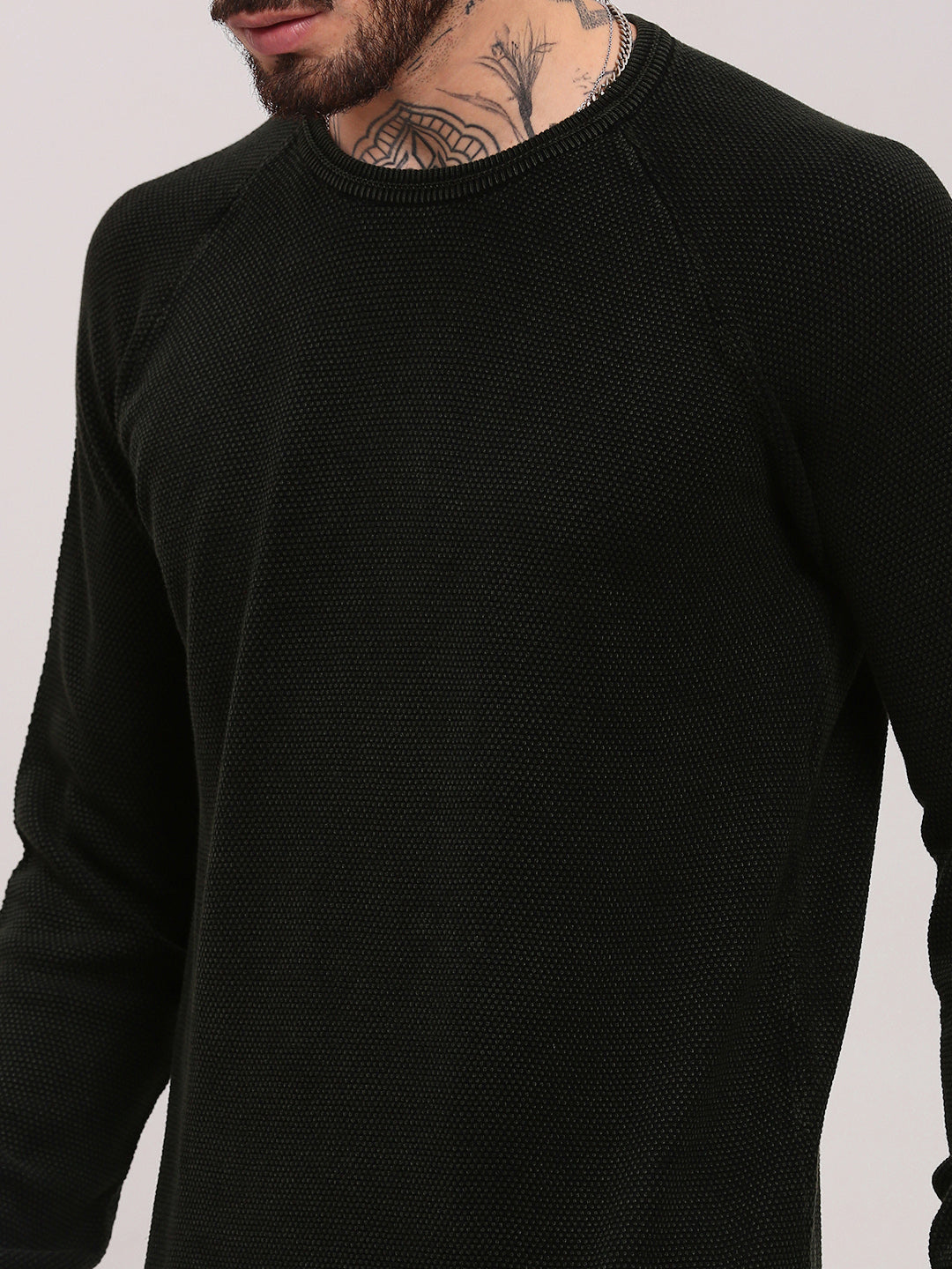 Men Olive Solid Sweater