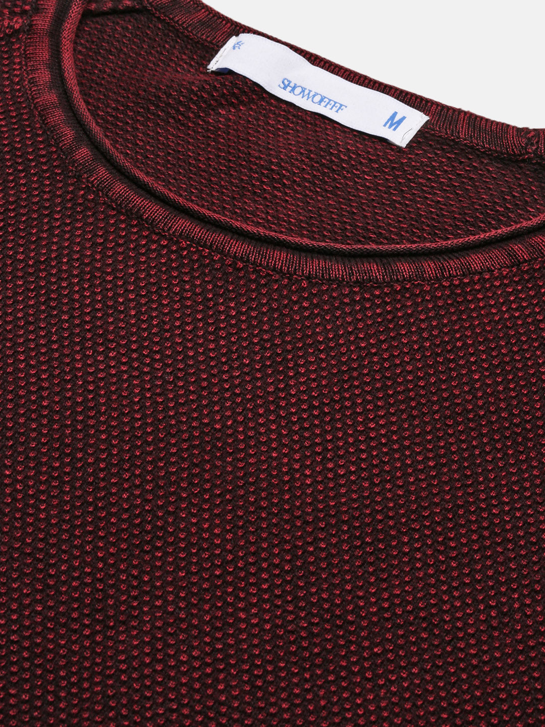 Men Maroon Solid Sweater