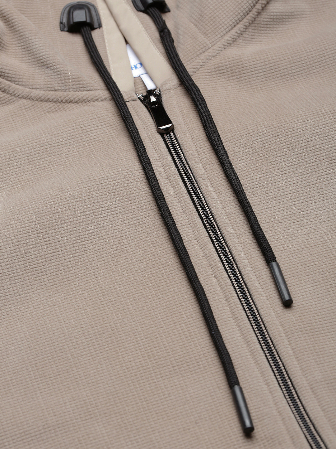 Men's Beige Solid Hooded Sweatshirt