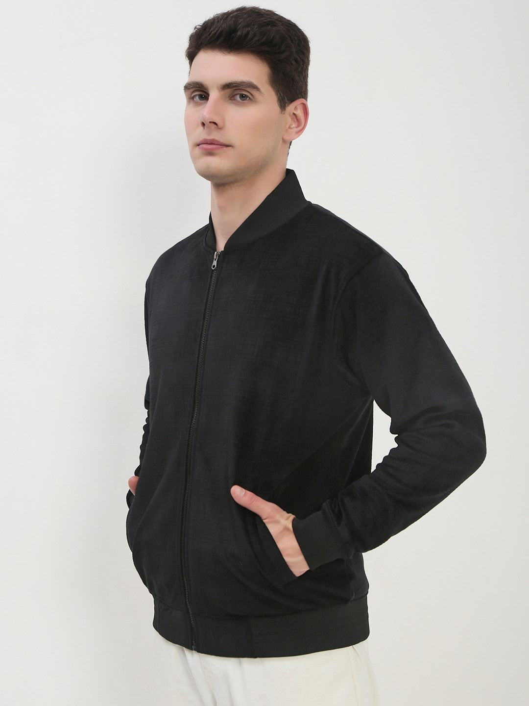 Men's Black Solid Sweatshirt