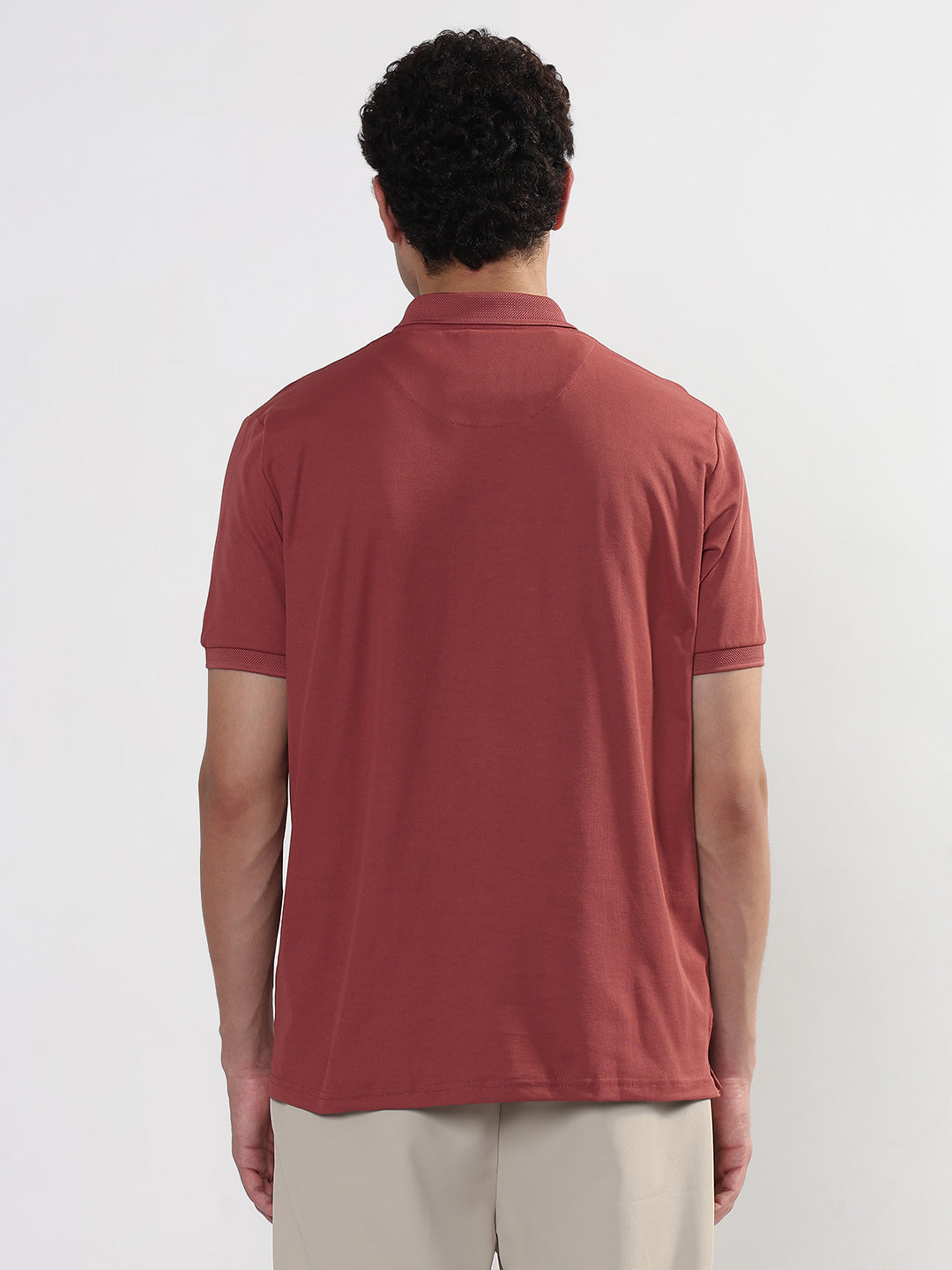 Men's Peach Polo Collar Regular Fit T-Shirt