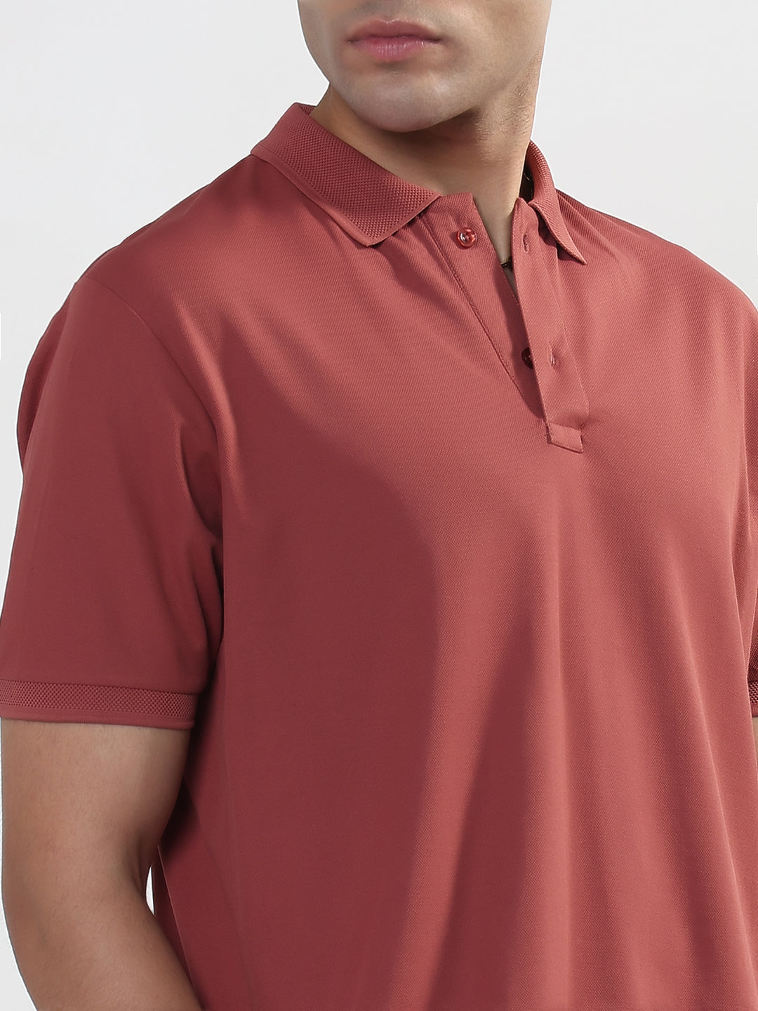 Men's Peach Polo Collar Regular Fit T-Shirt