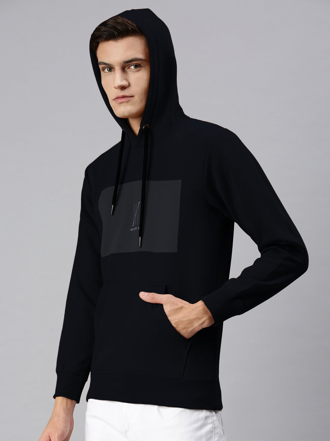 Men's Navy Blue Hoodie with Kangaroo Pocket