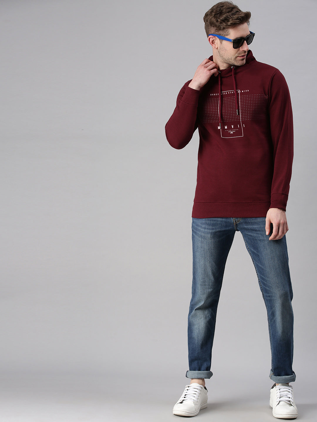 Men Graphic Maroon Sweatshirt