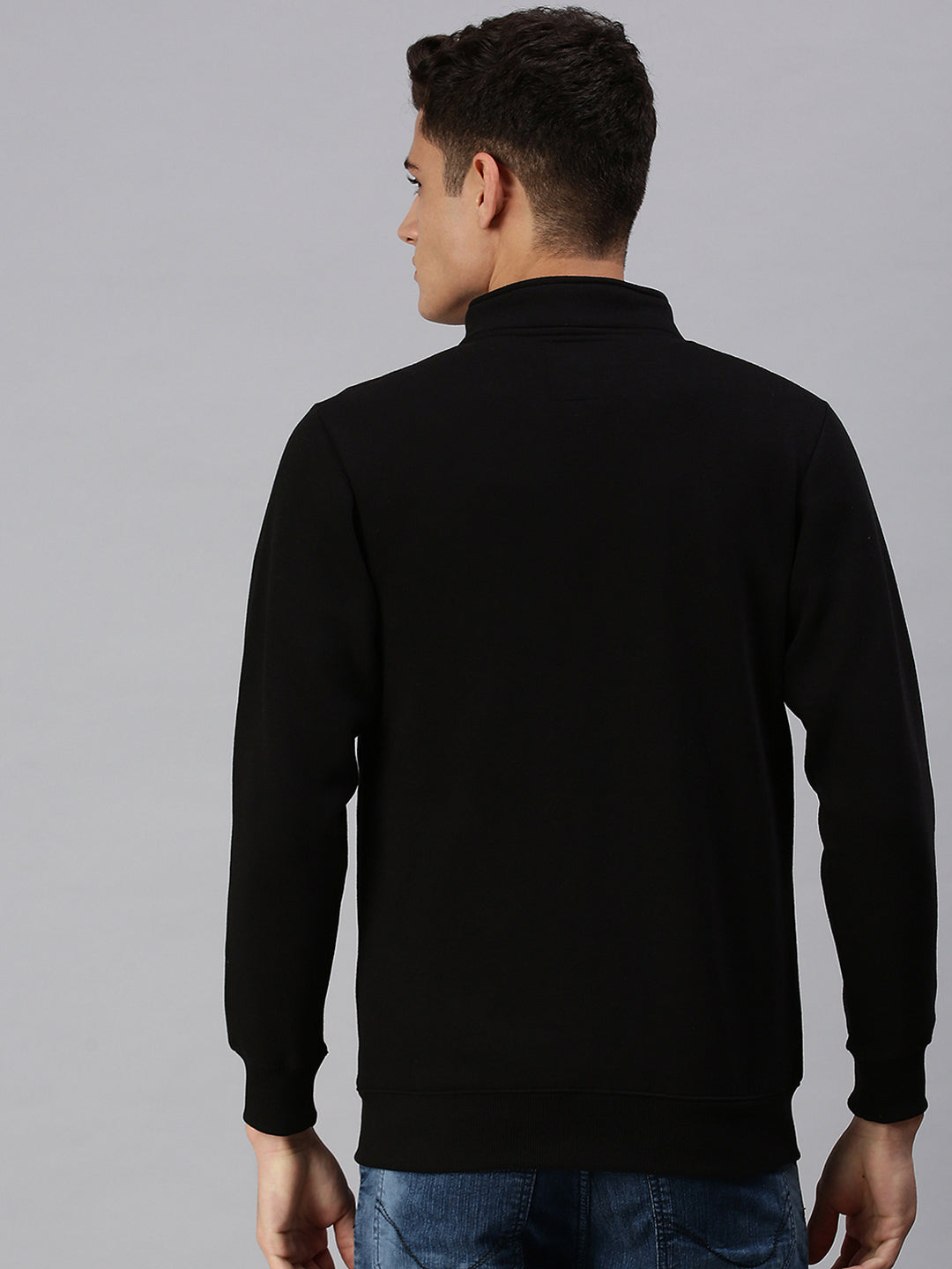 Men Solid Black Sweatshirt