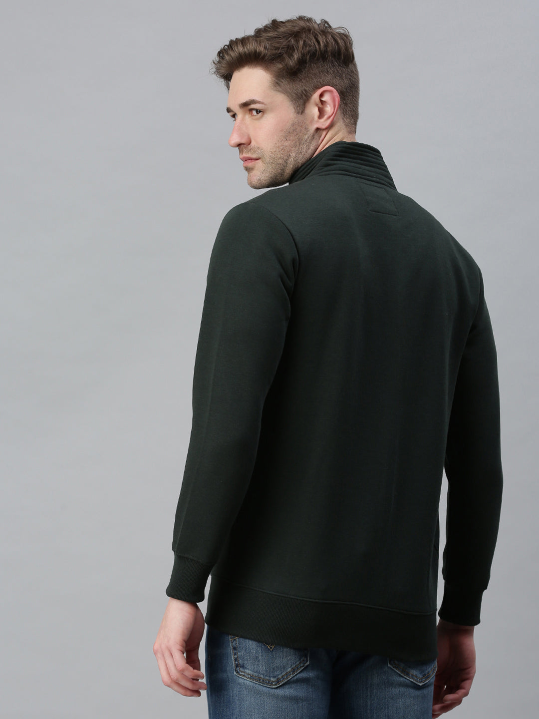 Men Solid Green Sweatshirt