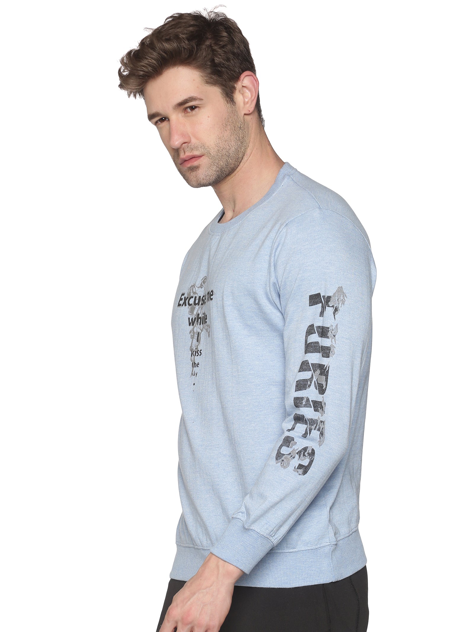 Men Printed Blue Sweatshirt