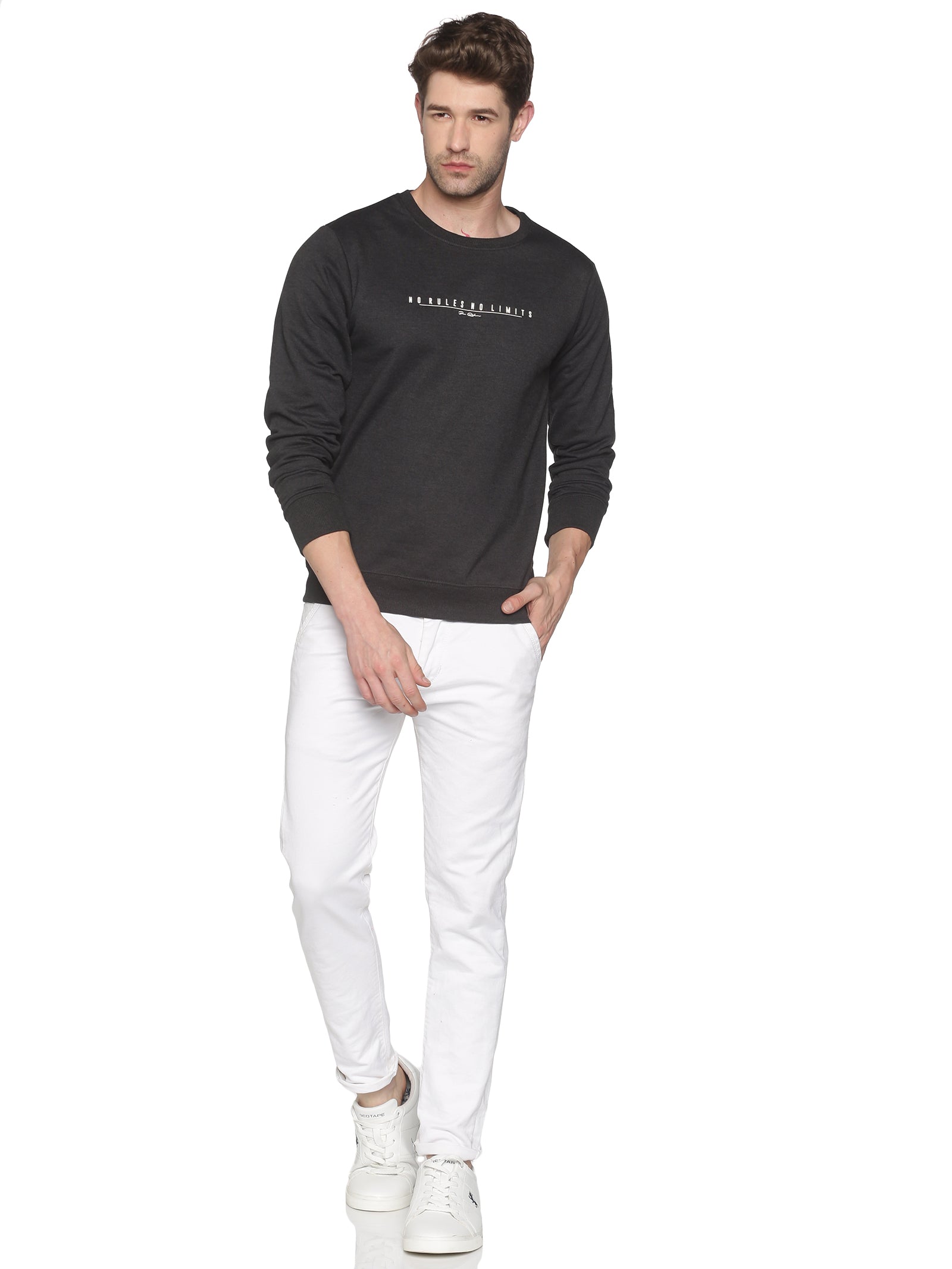 Men Solid Grey Sweatshirt