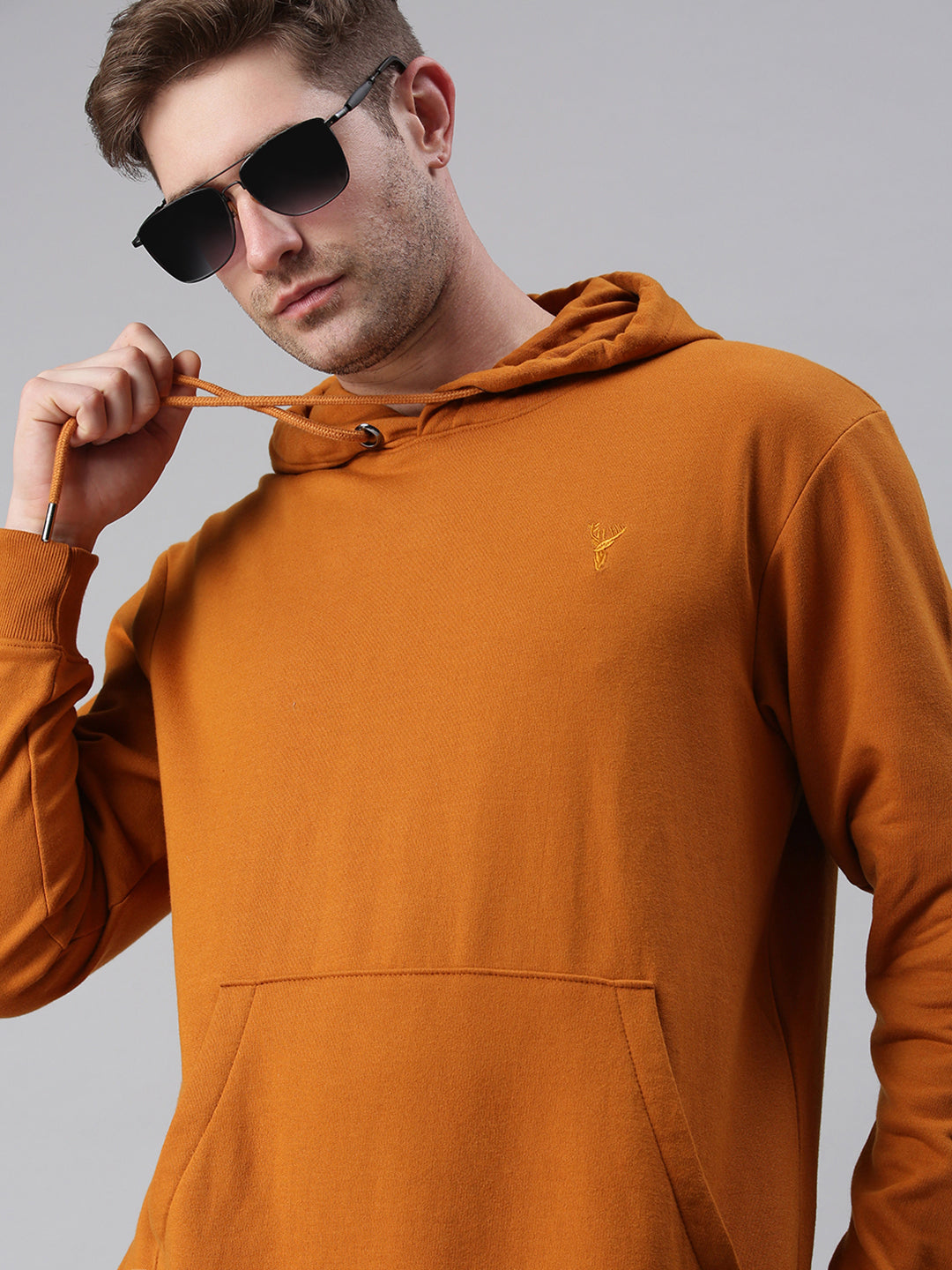 Men Solid Mustard Sweatshirt