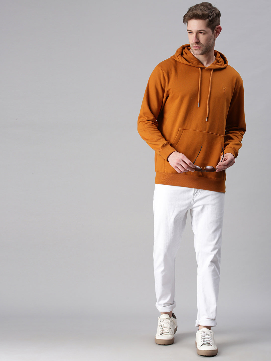 Men Solid Mustard Sweatshirt