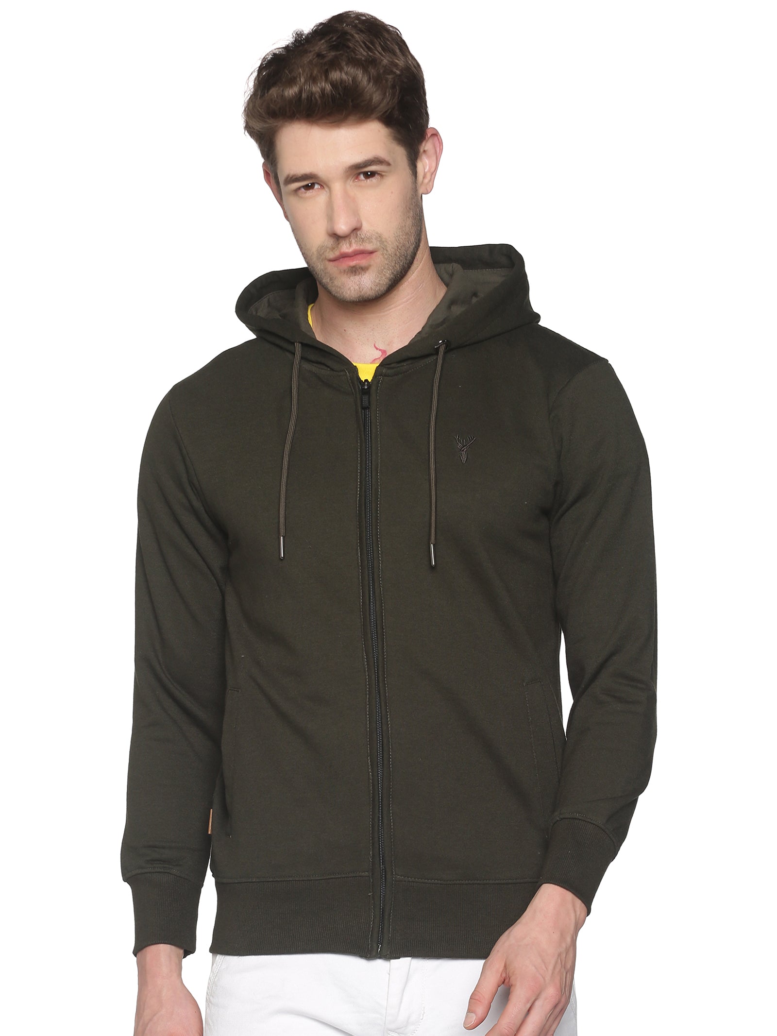 Men Solid Olive Sweatshirt