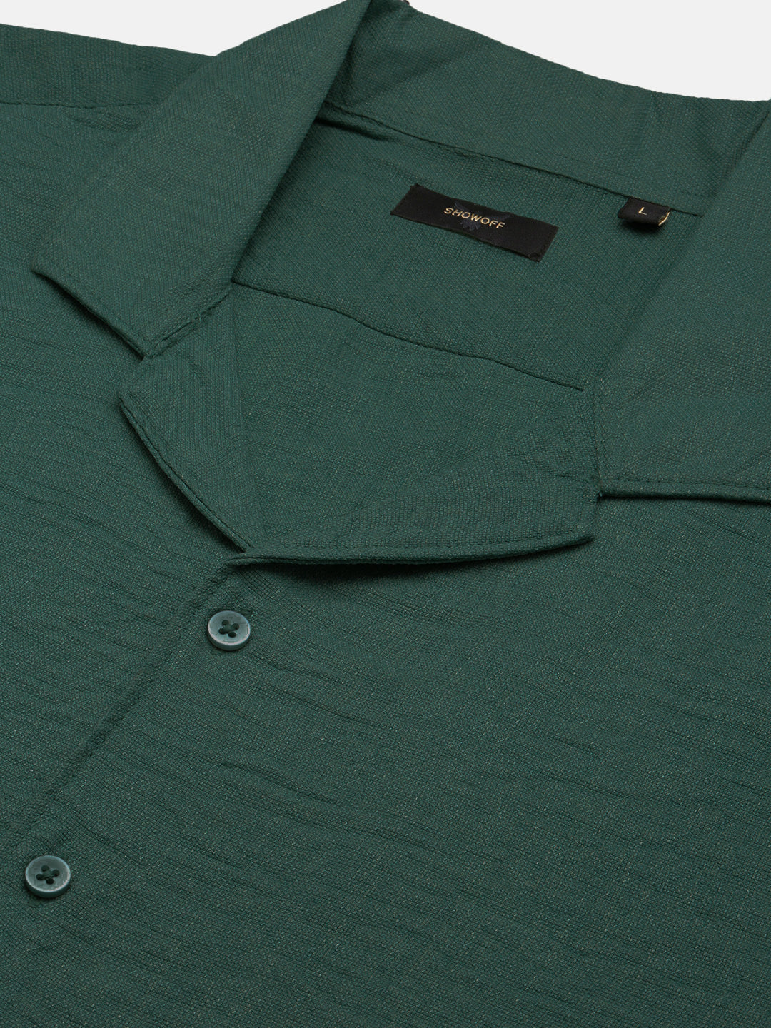 Men's Green Cuban Collar Relaxed Fit Co-Ords Set