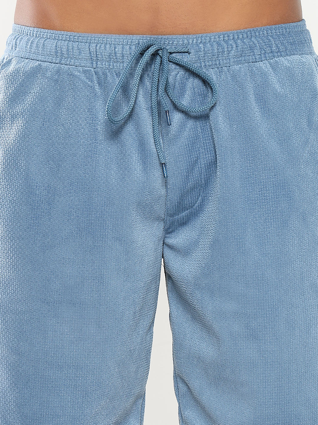 Men's Blue Solid Co-Ords Set