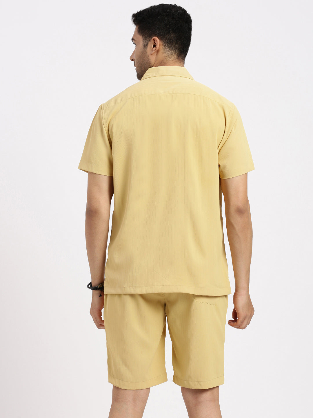 Men Yellow Solid Co Ords Set