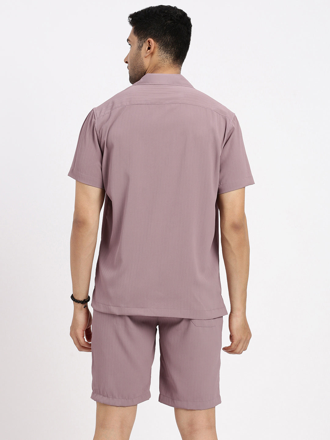 Men Mauve Solid Co Ords Set