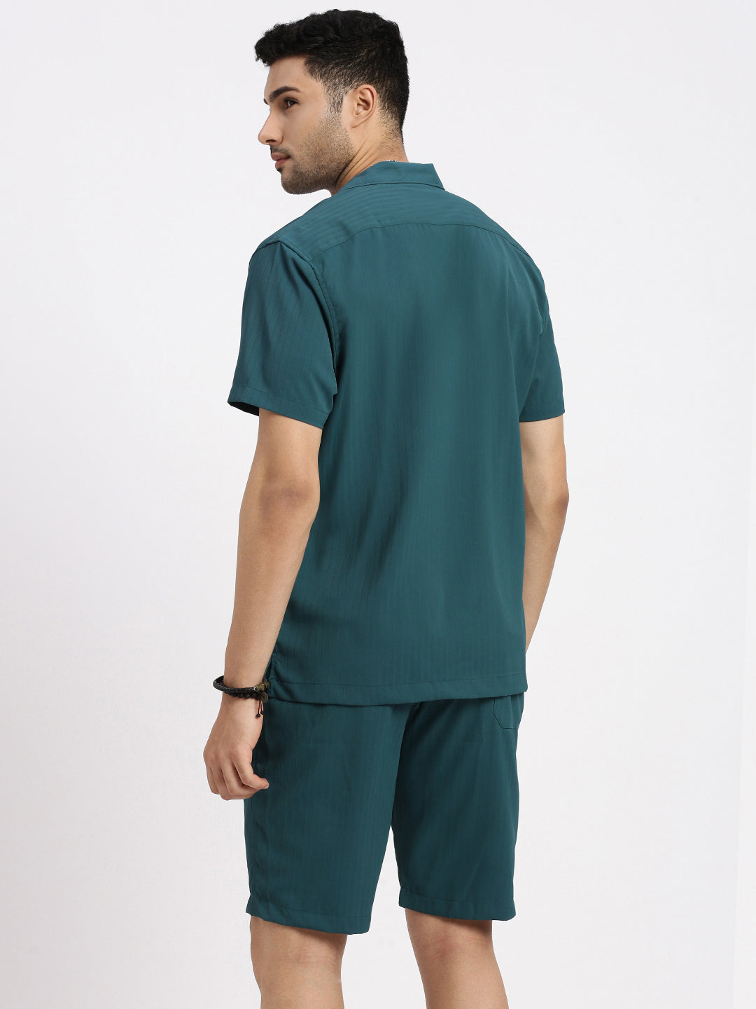 Men Teal Solid Co Ords Set