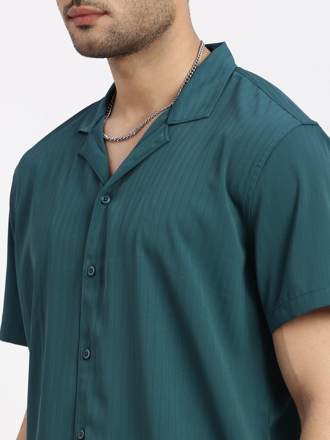 Men Teal Solid Co Ords Set