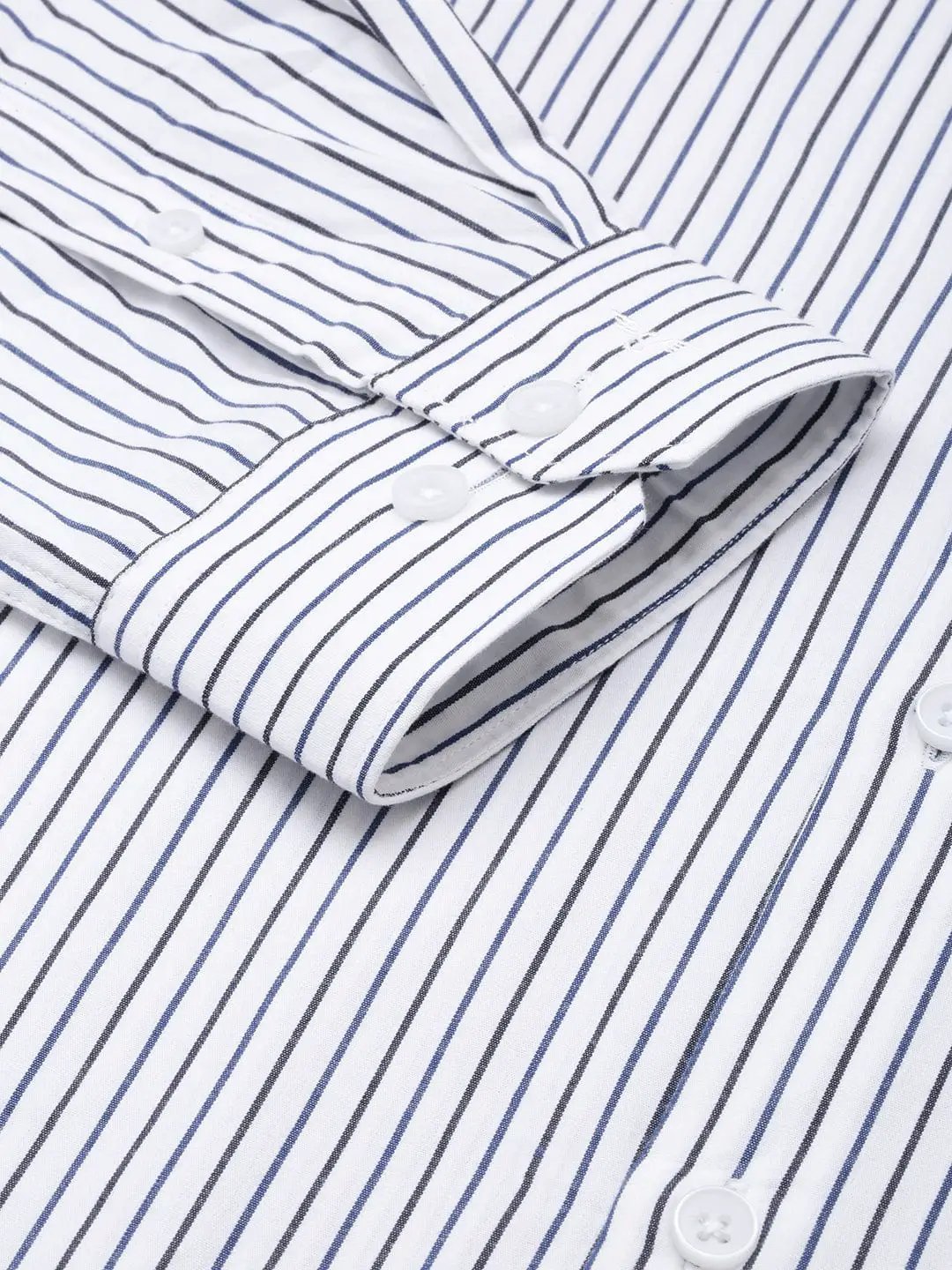 Men's Spread Collar Striped White Shirt