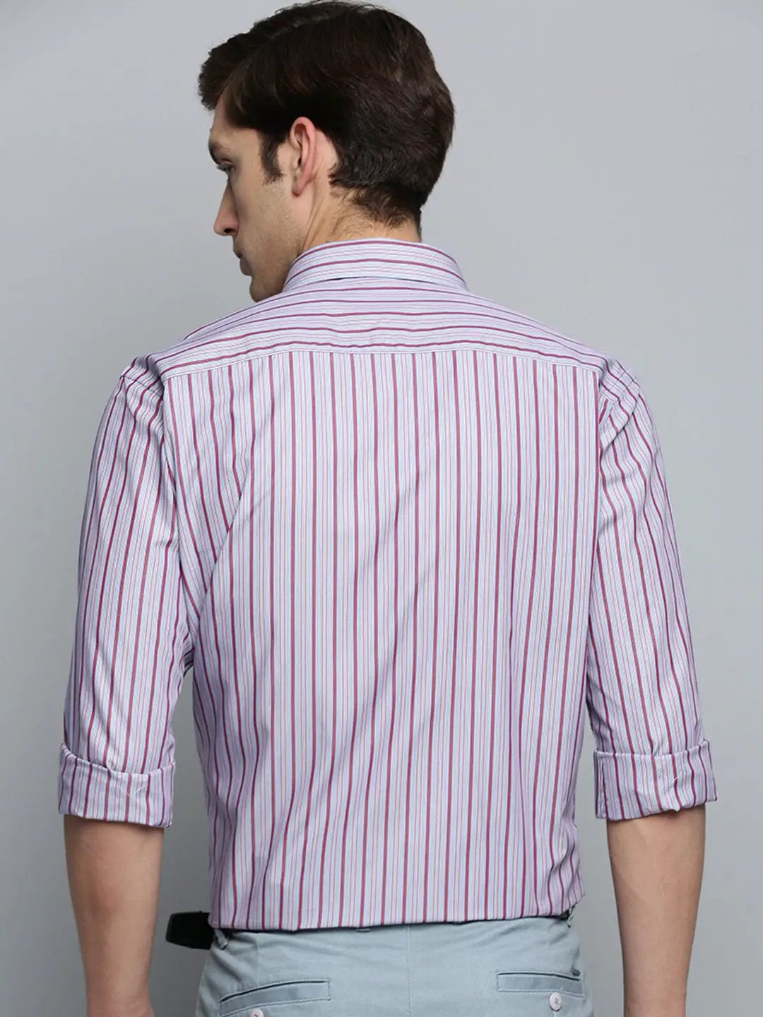 Men's Spread Collar Self Design Maroon Shirt