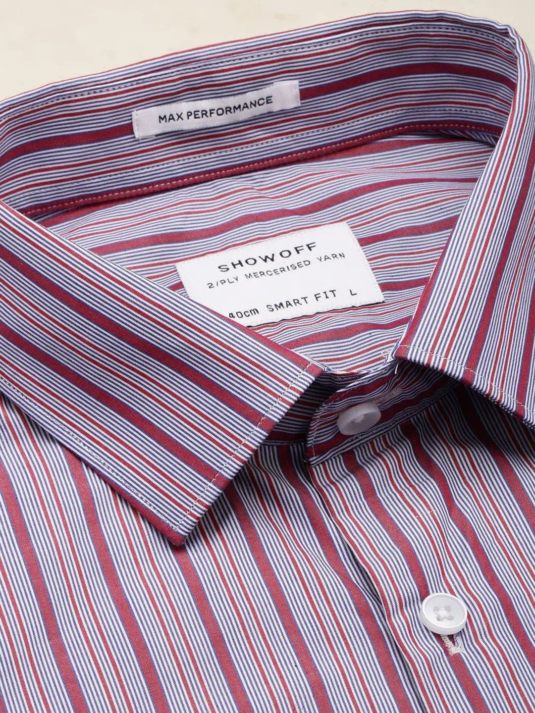 Men's Spread Collar Self Design Maroon Shirt