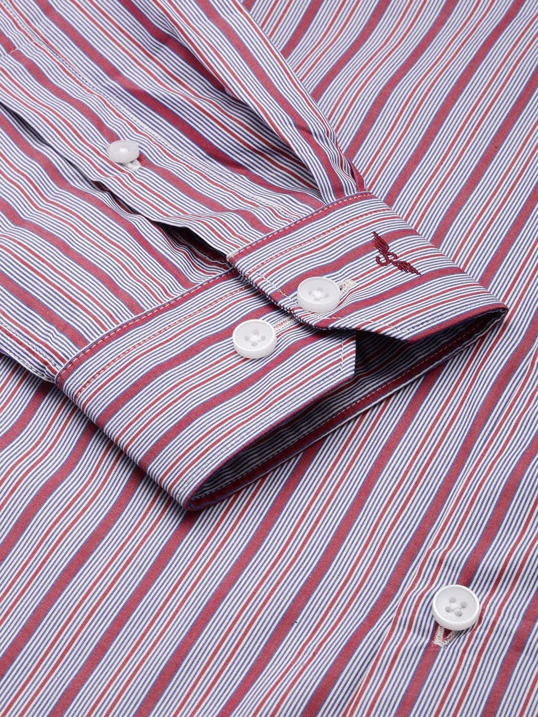 Men's Spread Collar Self Design Maroon Shirt