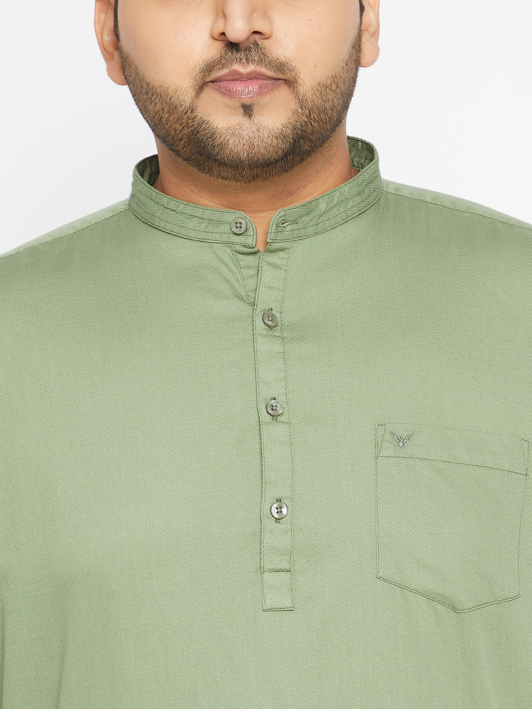 Men Solid Green Straight Kurta