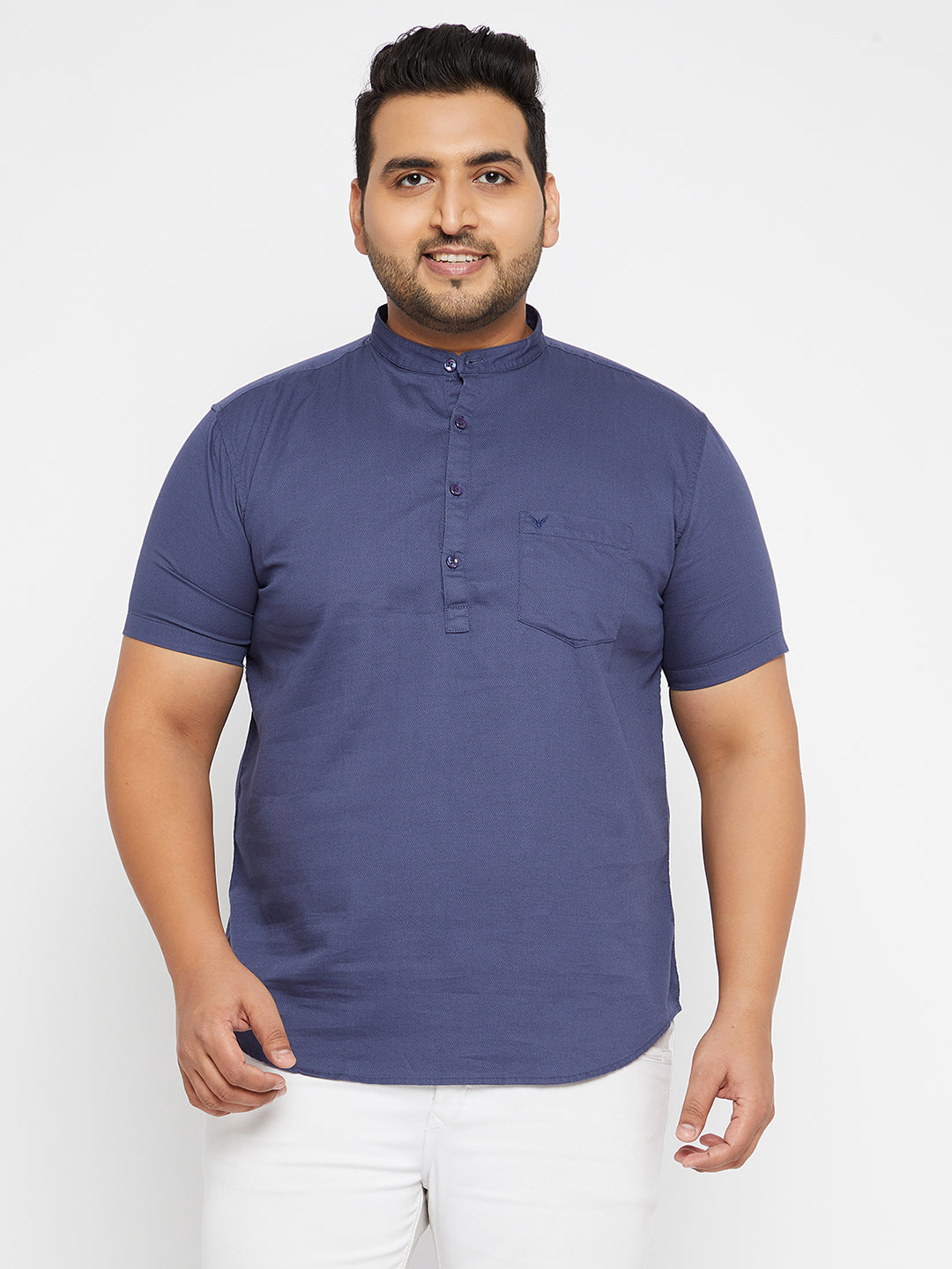 Men Solid Blue Straight Kurta