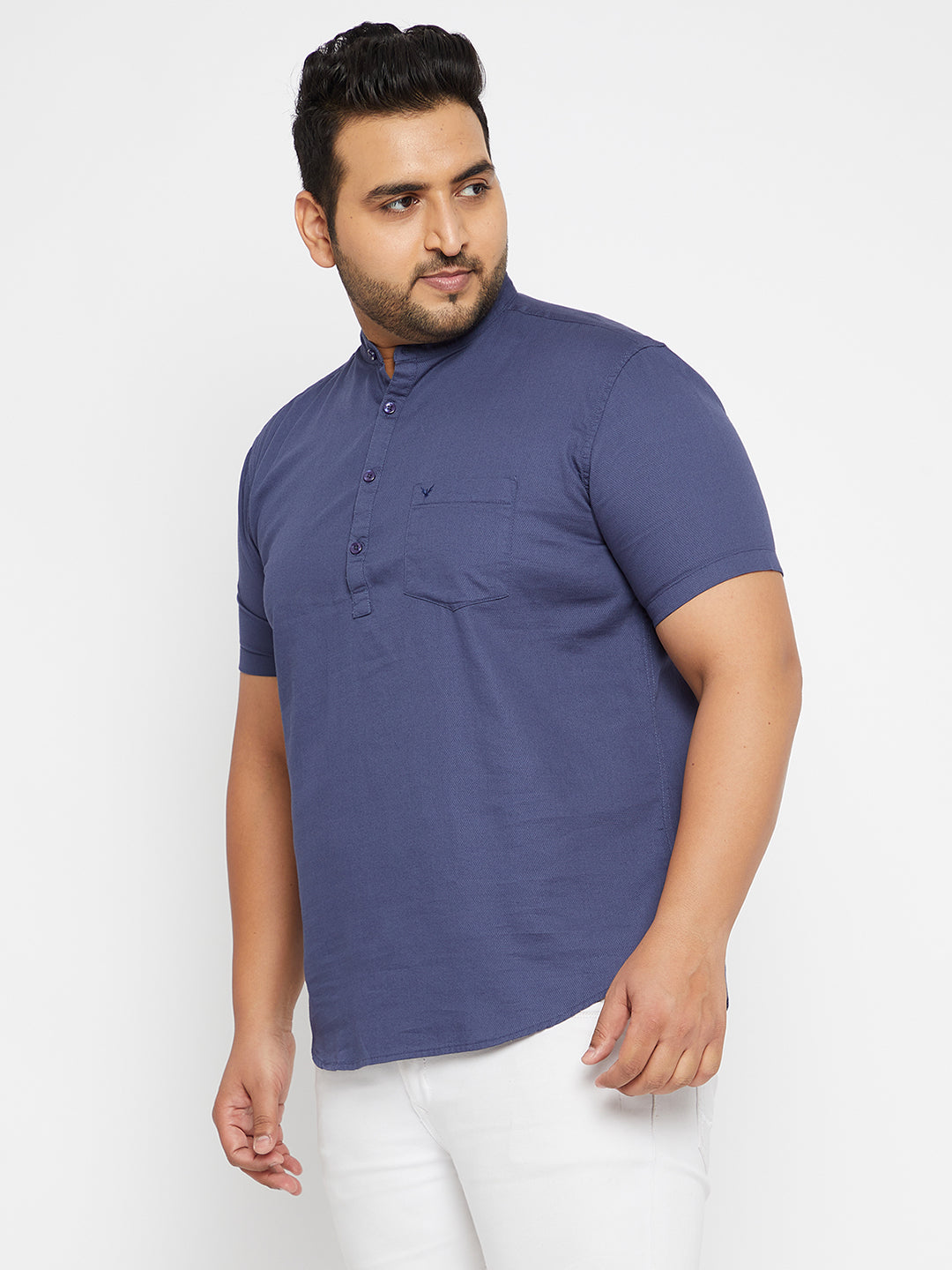 Men Solid Blue Straight Kurta